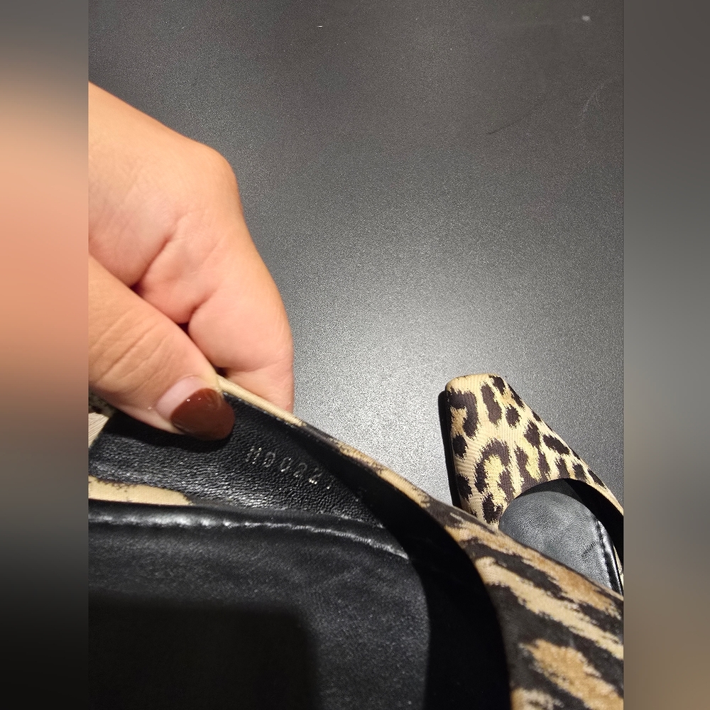 Dior Leopard Print Slingback Flats in Tan and Black - Picture 5 of 6